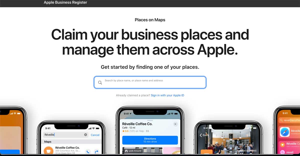 apple listing business register