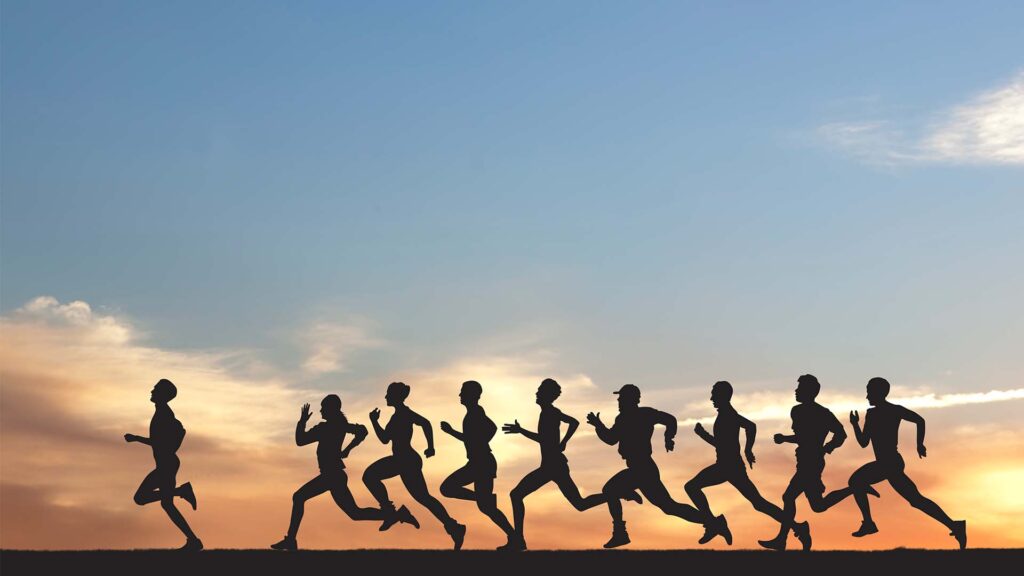 runners racing in silhouette - beating the competition in business with Bakersfield SEO