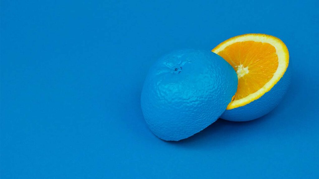 Orange on a bright blue background - stand apart and stand out with your logo and branding